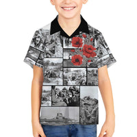 ANZAC Day Gallipoli Campaign Family Matching Off The Shoulder Long Sleeve Dress and Hawaiian Shirt To The End They Remain LT9 Son's Shirt Black - Polynesian Pride