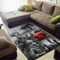 Black ANZAC Day The Battle of Lone Pine Area Rug Kiwi-Kangaroo Soldier Lest We Forget