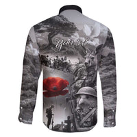 Black ANZAC Day The Battle of Lone Pine Family Matching Off The Shoulder Long Sleeve Dress and Hawaiian Shirt Kiwi-Kangaroo Soldier Lest We Forget LT9 - Polynesian Pride