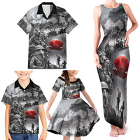 Black ANZAC Day The Battle of Lone Pine Family Matching Tank Maxi Dress and Hawaiian Shirt Kiwi-Kangaroo Soldier Lest We Forget