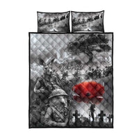 Black ANZAC Day The Battle of Lone Pine Quilt Bed Set Kiwi-Kangaroo Soldier Lest We Forget