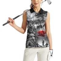 Black ANZAC Day The Battle of Lone Pine Women Sleeveless Polo Shirt Kiwi-Kangaroo Soldier Lest We Forget LT9 - Polynesian Pride