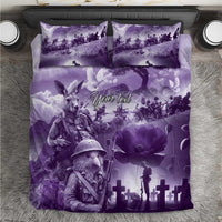 Purple ANZAC Day The Battle of Lone Pine Bedding Set Kiwi-Kangaroo Soldier Lest We Forget