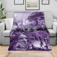 Purple ANZAC Day The Battle of Lone Pine Blanket Kiwi-Kangaroo Soldier Lest We Forget