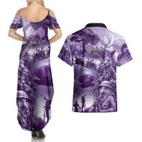 Purple ANZAC Day The Battle of Lone Pine Couples Matching Summer Maxi Dress and Hawaiian Shirt Kiwi-Kangaroo Soldier Lest We Forget LT9 - Polynesian Pride
