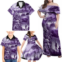 Purple ANZAC Day The Battle of Lone Pine Family Matching Off Shoulder Maxi Dress and Hawaiian Shirt Kiwi-Kangaroo Soldier Lest We Forget