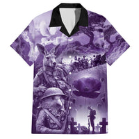 Purple ANZAC Day The Battle of Lone Pine Family Matching Short Sleeve Bodycon Dress and Hawaiian Shirt Kiwi-Kangaroo Soldier Lest We Forget