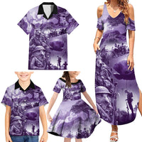 Purple ANZAC Day The Battle of Lone Pine Family Matching Summer Maxi Dress and Hawaiian Shirt Kiwi-Kangaroo Soldier Lest We Forget