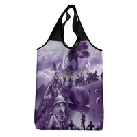 Purple ANZAC Day The Battle of Lone Pine Grocery Bag Kiwi-Kangaroo Soldier Lest We Forget