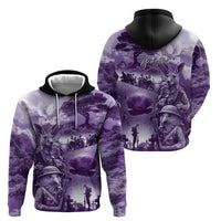 Purple ANZAC Day The Battle of Lone Pine Hoodie Kiwi-Kangaroo Soldier Lest We Forget
