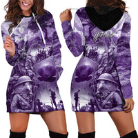 Purple ANZAC Day The Battle of Lone Pine Hoodie Dress Kiwi-Kangaroo Soldier Lest We Forget LT9 - Polynesian Pride