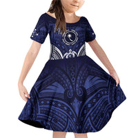 FSM Chuuk States Family Matching Off Shoulder Short Dress and Hawaiian Shirt Micronesia Six 9 One Polynesian Tribal Pattern