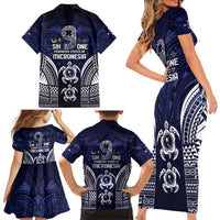 FSM Chuuk States Family Matching Short Sleeve Bodycon Dress and Hawaiian Shirt Micronesia Six 9 One Polynesian Tribal Pattern