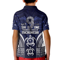 FSM Chuuk States Kid Polo Shirt Micronesia Six 9 One Polynesian Tribal Pattern