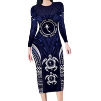 FSM Chuuk States Long Sleeve Bodycon Dress Micronesia Six 9 One Polynesian Tribal Pattern