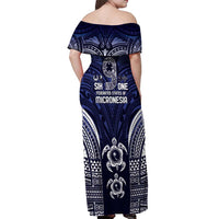 FSM Chuuk States Off Shoulder Maxi Dress Micronesia Six 9 One Polynesian Tribal Pattern