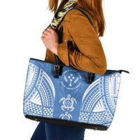 FSM Kosrae States Leather Tote Bag Micronesia Six 9 One Polynesian Tribal Pattern