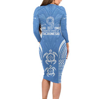 FSM Kosrae States Long Sleeve Bodycon Dress Micronesia Six 9 One Polynesian Tribal Pattern