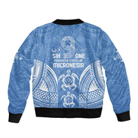 FSM Kosrae States Sleeve Zip Bomber Jacket Micronesia Six 9 One Polynesian Tribal Pattern