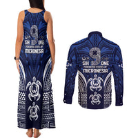 FSM Pohnpei States Couples Matching Tank Maxi Dress and Long Sleeve Button Shirt Micronesia Six 9 One Polynesian Tribal Pattern