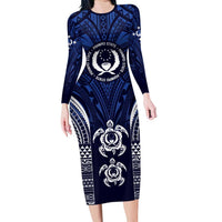 FSM Pohnpei States Family Matching Long Sleeve Bodycon Dress and Hawaiian Shirt Micronesia Six 9 One Polynesian Tribal Pattern