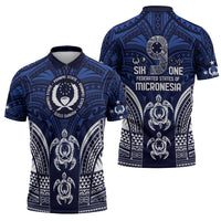 FSM Pohnpei States Zipper Polo Shirt Micronesia Six 9 One Polynesian Tribal Pattern - Polynesian Pride