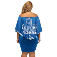 FSM Yap States Family Matching Off Shoulder Short Dress and Hawaiian Shirt Micronesia Six 9 One Polynesian Tribal Pattern