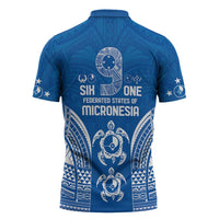 FSM Yap States Zipper Polo Shirt Micronesia Six 9 One Polynesian Tribal Pattern - Polynesian Pride