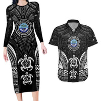 FSM Micronesia Six 9 One Couples Matching Long Sleeve Bodycon Dress and Hawaiian Shirt Polynesian Tribal Pattern