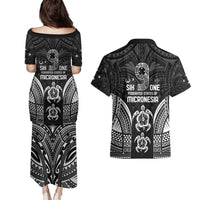 FSM Micronesia Six 9 One Couples Matching Puletasi and Hawaiian Shirt Polynesian Tribal Pattern