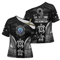 FSM Micronesia Six 9 One Cross Shoulder Shirt Polynesian Tribal Pattern - Polynesian Pride