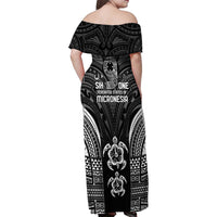 FSM Micronesia Six 9 One Family Matching Off Shoulder Maxi Dress and Hawaiian Shirt Polynesian Tribal Pattern