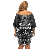 FSM Micronesia Six 9 One Family Matching Off Shoulder Short Dress and Hawaiian Shirt Polynesian Tribal Pattern