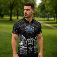 FSM Micronesia Six 9 One Zipper Polo Shirt Polynesian Tribal Pattern - Polynesian Pride