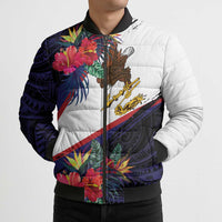 American Samoa Flag Day Since 1900 Bomber Puffer Jacket Samoa Muamua Le Atua Tropical Flowers - Polynesian Pride