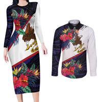 American Samoa Flag Day Since 1900 Couples Matching Long Sleeve Bodycon Dress and Long Sleeve Button Shirt Samoa Muamua Le Atua Tropical Flowers