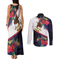 American Samoa Flag Day Since 1900 Couples Matching Tank Maxi Dress and Long Sleeve Button Shirt Samoa Muamua Le Atua Tropical Flowers
