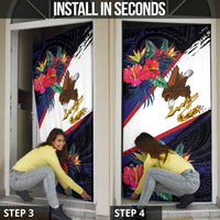 American Samoa Flag Day Since 1900 Door Cover Samoa Muamua Le Atua Tropical Flowers - Polynesian Pride