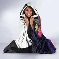 American Samoa Flag Day Since 1900 Hooded Blanket Samoa Muamua Le Atua Tropical Flowers