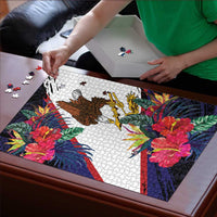 American Samoa Flag Day Since 1900 Puzzle Samoa Muamua Le Atua Tropical Flowers - Polynesian Pride