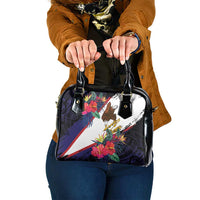 American Samoa Flag Day Since 1900 Shoulder Handbag Samoa Muamua Le Atua Tropical Flowers LT9 One Size Blue - Polynesian Pride