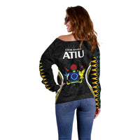 Polynesian Pride Atiu Island Off Shoulder Sweater Cook Islands Tribal Wave Style LT9 - Polynesian Pride