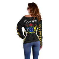 (Personalised) Polynesian Pride Mitiaro Island Off Shoulder Sweater Cook Islands Tribal Wave Style LT9 - Polynesian Pride