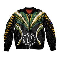 Polynesian Pride Rakahanga Island Sleeve Zip Bomber Jacket Cook Islands Tribal Wave Style LT9 Unisex Black - Polynesian Pride