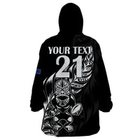 (Custom Text And Number) New Zealand All Black Rugby Wearable Blanket Hoodie LT9 - Polynesian Pride