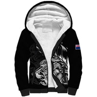 (Custom Text And Number) New Zealand Kiwi Rugby Sherpa Hoodie LT9 Unisex Black - Polynesian Pride