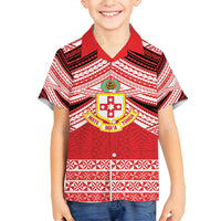 Personalised Kolisi Tonga College Atele Family Matching Long Sleeve Bodycon Dress and Hawaiian Shirt Polynesian Ngatu Tribal LT9 Son's Shirt Red - Polynesian Pride