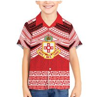 Personalised Kolisi Tonga College Atele Family Matching Mermaid Dress and Hawaiian Shirt Polynesian Ngatu Tribal LT9 Son's Shirt Red - Polynesian Pride
