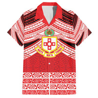 Personalised Kolisi Tonga College Atele Family Matching Off The Shoulder Long Sleeve Dress and Hawaiian Shirt Polynesian Ngatu Tribal LT9 Dad's Shirt - Short Sleeve Red - Polynesian Pride