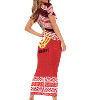 Personalised Kolisi Tonga College Atele Family Matching Short Sleeve Bodycon Dress and Hawaiian Shirt Polynesian Ngatu Tribal LT9 - Polynesian Pride